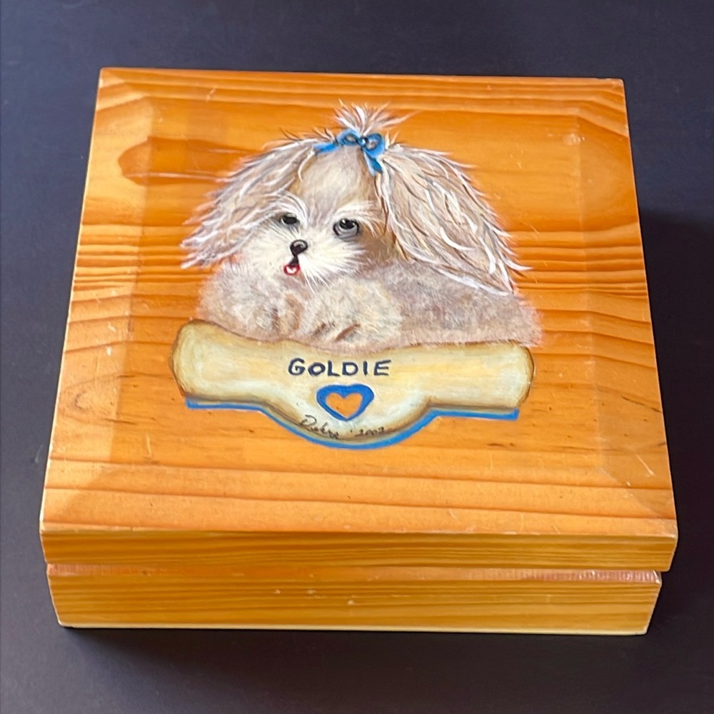 Wood Box Hinged Hand Painted Decorative Storage Home Cabin Decor